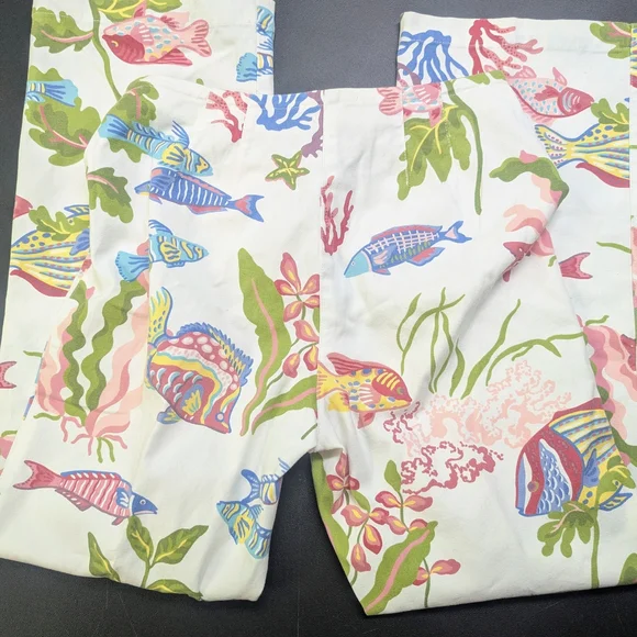 Talbots Petites Stretch Tropical Fish Print Pants – Size 4 - Picture 9 of 10